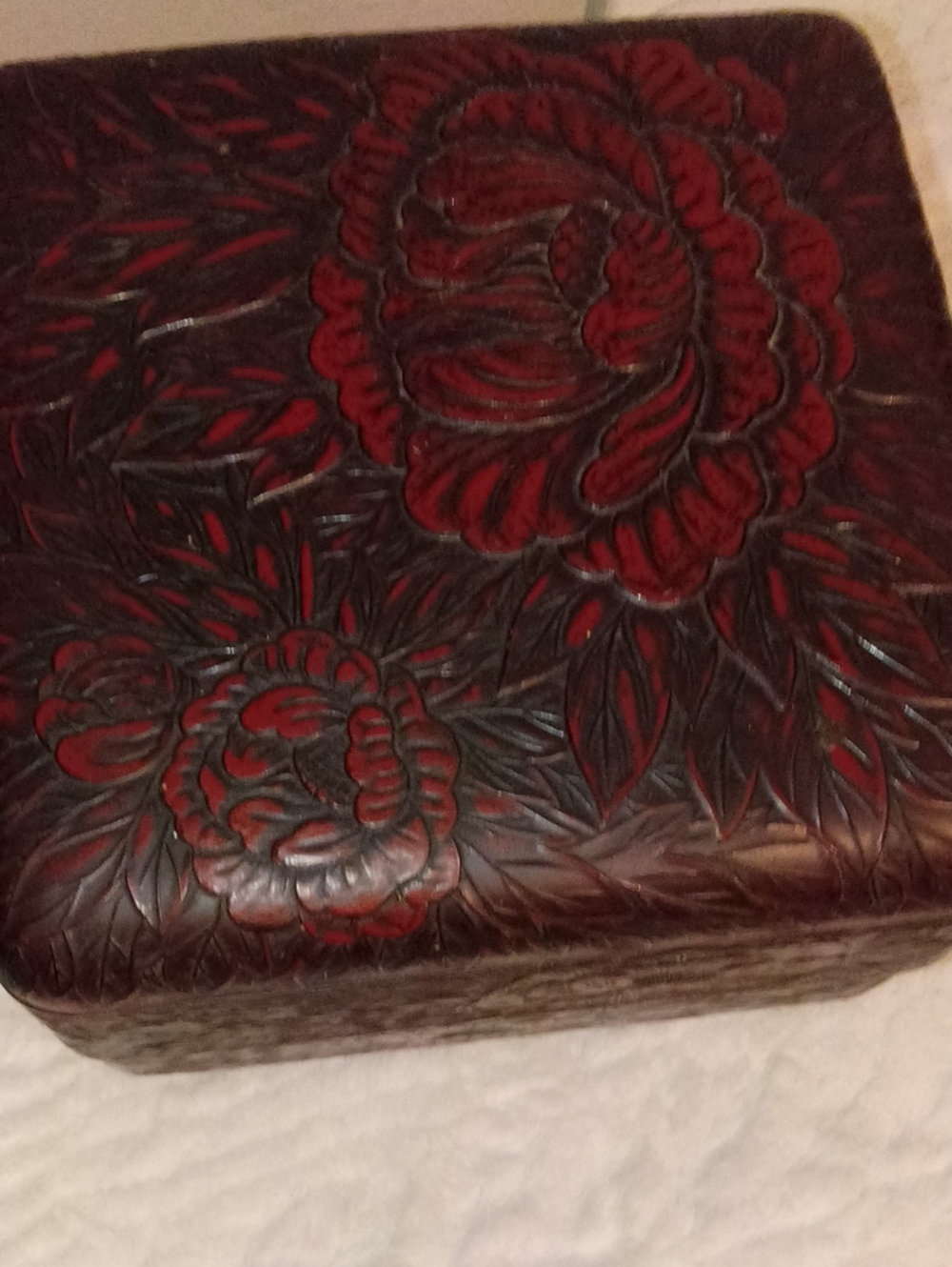 Japanese Jubako Bento Lunch Box Kamakura-bori Lacquer 2Tiers Stacking Floral